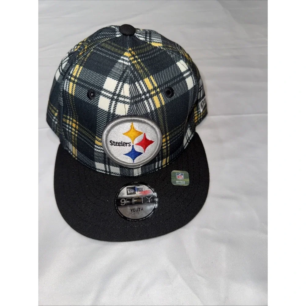 PITTSBURGH STEELERS BLACK PLAID NFL NEW ERA Hat Youth